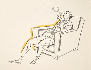 Úriember fújja a füstölgőt, Styl, kiadó 1922 (pochoir print) alkotó: German School