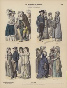 Német jelmezek, 18. század vége (színes metszet) alkotó: German School