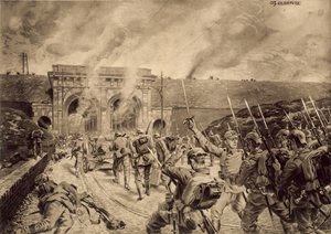 A német csapatok megtámadják a Porte du Douai-t Lille-ben 1914. október 12-én alkotó: German School