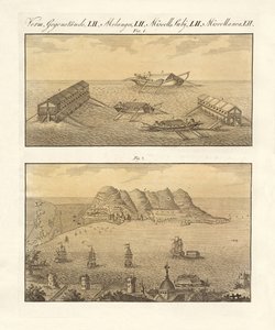 Gibraltár és az úszóelemek (színes gravírozás) alkotó: German School