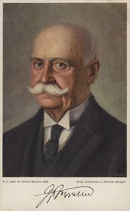 Graf Ferdinand von Zeppelin német léghajó tervező és kivitelező (színes litho) alkotó: German School
