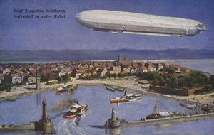Graf Ferdinand von Zeppelin léghajója repülés közben alkotó: German School