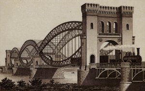 Hamburg: Eisenbahn-Elb-Brucke, az Elbán átívelő vasúti híd (litho) alkotó: German School