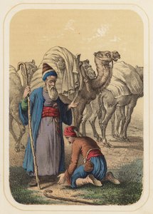 Harun al Rashid és Abdallah az Ezeregy éjszaka jelenetében (színes litó) alkotó: German School