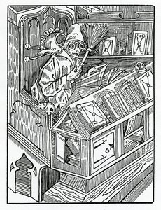 Itt kezdődnek a folek és az első haszontalan boke-ok, illusztráció Alexander Barclay „A bolondok hajója” angol fordításából, egy 1874-ben megjelent kiadásból. alkotó: German School