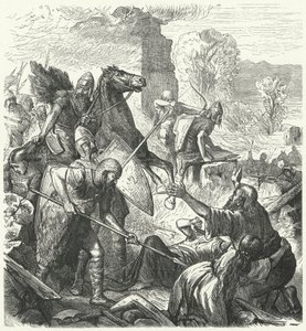 Magyar hódítók Olaszországban, 10. század eleje (metszet) alkotó: German School