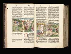 A Biblia 9. német nyelvű kiadásának megvilágított példánya, Anton Koberger, Nürnberg, 1483 alkotó: German School