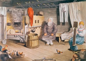 Egy orosz izba belseje, Lipcsében, 1820