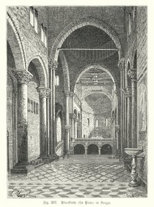 A Santa Maria della Pieve templom belseje, Arezzo, Olaszország (metszet) alkotó: German School