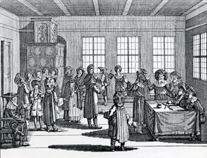 Zsidó válás jelenete, a Judisches Ceremonielből, Paul Christian Kirchner alkotó: German School