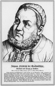 Johann Friedrich the Crokmuthige, választófejedelem és Szászország hercege (metszet) alkotó: German School