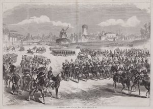 I. Vilmos német császár katonai felvonulását nézte Longchampban, Párizs, Franciaország, 1871. március (metszet) alkotó: German School