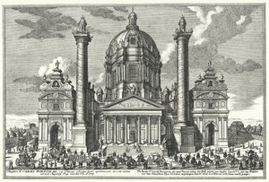 Karlskirche (Szent Károly templom), Bécs (metszet) alkotó: German School