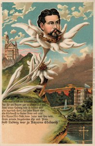 II. Lajos bajor király edelweissként ábrázolva (chromolitho) alkotó: German School