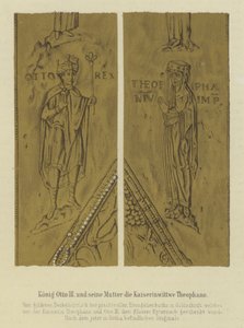 III. Ottó király és édesanyja, Theophania, II. Ottó császárné hitvese, római római császár (színes litó) alkotó: German School