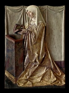 Térdelő donor Polikróm fából készült faragott oltárkép töredéke. Svábországból. 1520 kb. Párizs, Louvre Múzeum alkotó: German School