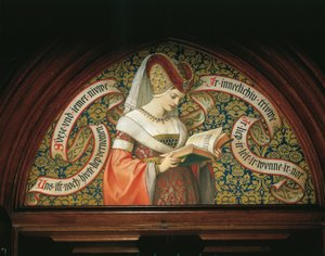 Hölgy „Tristán és Izolda”-t olvas (falfestmény) alkotó: German School