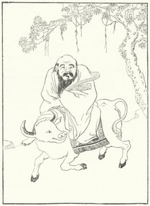 Laozi, ősi kínai filozófus, vízibivalyon (metszet) alkotó: German School