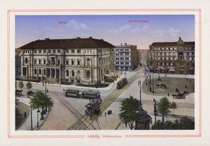 Lipcse, Blucherplatz (színes litográfia) alkotó: German School