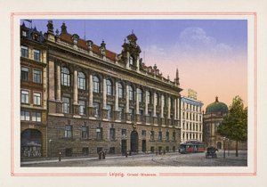 Lipcse, Grassi-Museum (színes litográfia) alkotó: German School