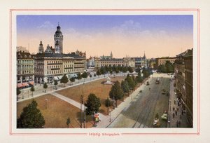 Lipcse, Königsplatz (színes litográfia) alkotó: German School