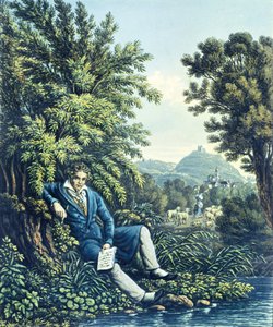Ludwig van Beethoven egy folyó mellett alkotó: German School