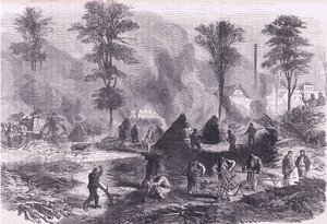 Faszén készítés lőporhoz, Cassells: A Franciaország és Németország közötti háború története, a Cassell and Company Limited kiadója, 1890 körül (litho) alkotó: German School
