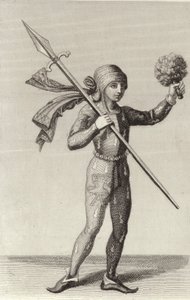 Nürnbergi férfi, aki lándzsát tart alkotó: German School