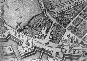 Hamburg térképe, amelyen az első Operaház látható, 1690