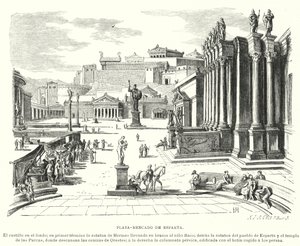 Sparta piactere, ókori Görögország (litho) alkotó: German School