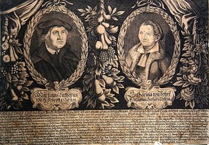 Luther Márton és felesége, Katharina von Bora (metszet) alkotó: German School
