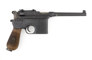 Mauser C96 9 mm-es öntöltő pisztoly, Export modell 9 mm-es Parabellumra átalakítva (pisztoly, öntöltő, Mauser, 9 mm-es C96 átalakítás) alkotó: German School
