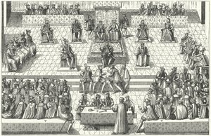A francia uradalmi tábornokok gyűlése Orleans-ban, 1561. január (metszet) alkotó: German School