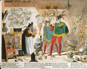 Faust ihlette Mefisztó (színes metszet) alkotó: German School