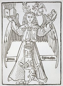 Mnemonikus figura, Ars Memorandiból, 1470 körül, (újranyomva 1883), a 19. század végén megjelent mágiatörténetben illusztrálva alkotó: German School