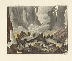 Szicíliai Etna (színes metszet) alkotó: German School