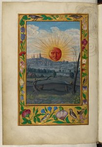 Ms Harley 3469, f.33v Nap felkelő arccal, az Ötödik traktátus, Salomon Trismosin „Splendor Solis” című művéből alkotó: German School