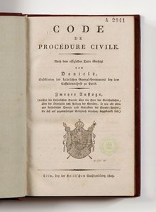 Napóleoni polgári perrendtartás a Rajna bal partja francia megyéire, megnyitva a címoldalon, Koln, 1809 (nyomtatott papír) alkotó: German School