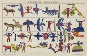 indián piktogramok (színes litho) alkotó: German School