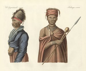 Dél-Afrika bennszülöttei (színes metszet) alkotó: German School