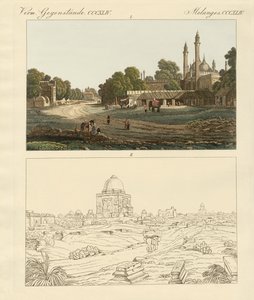 Új és régi Delhi (színes metszet) alkotó: German School