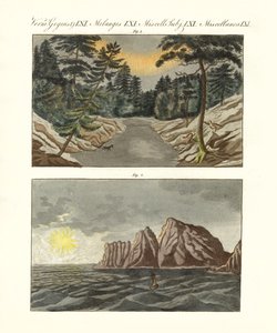 Északi természeti jelenségek (színes metszet) alkotó: German School