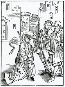 A pouertye megvetéséről és diszpysynge-járól illusztráció Alexander Barclay „A bolondok hajója” angol fordításából, egy 1874-ben megjelent kiadásból alkotó: German School