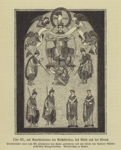III. Ottó, római római császár, a fejedelmek, a nemesség és a papság képviselőivel (metszet) alkotó: German School
