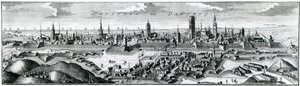 Panorámás kilátás Danzigra (Gdansk) alkotó: German School