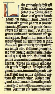 Része Gutenberg bibliája oszlopának alkotó: German School