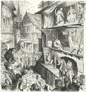 Egy passiójáték előadása a 16. században (metszet) alkotó: German School