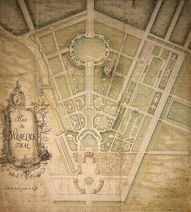 Wilhelmsthal terve (toll, tinta és akvarell papíron) alkotó: German School