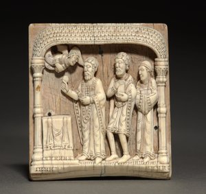 Emléktábla egy hordozható oltárról: Zakariás az oltárnál, 1100-1125 körül (elefántcsont) alkotó: German School