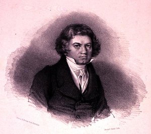 Ludwig van Beethoven (1770-1827) portréja, Faustin Herr metszete (litho) alkotó: German School